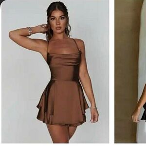 Elegant Backless Halter Neck Dress - Coffee